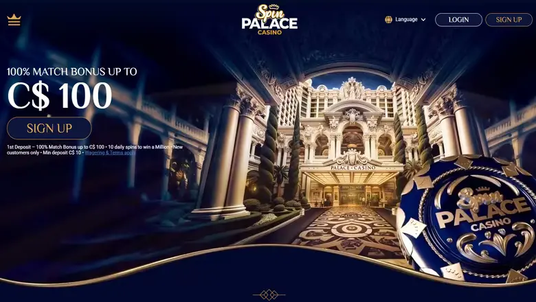 Spin Palace Casino lobby preview